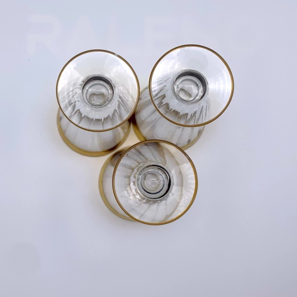 Vintage 40s Tiffin Franciscan Crystal Minton Gilt Etched Footed Drinking Glasses - Picture 7 of 13